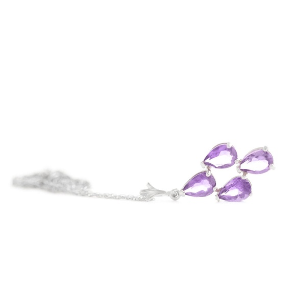 14K. SOLID GOLD NECKLACE WITH NATURAL AMETHYSTS (White Gold) - Picture 3 of 7